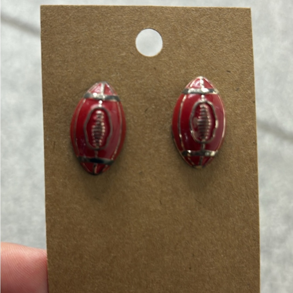 Red Football Shaped Earrings
